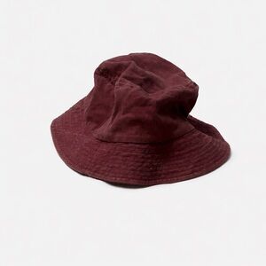 Vintage Burgundy Denim Bucket Hat – Unisex One Size